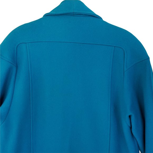 Vintage 80s Central Park Blue Wool Long Box Coat Women's 12 Lined Deep Pockets - Picture 12 of 12